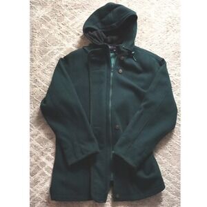 Herman Kay Women's Dark Green Wool Blend Hooded Duffle Coat Size 8
